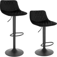 OEM Tabourets de bar noirs avec dossier, réglables en hauteur, en velours, lot de 2