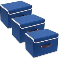 OEM boîtes de rangement pliables en 3 parties avec couvercle, boîtes de rangement avec couvercle, boîtes pour vêtements, boîtes de rangement pour jouets, étagère, bleu classique