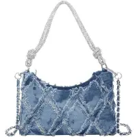 OEM Élégant sac à bandoulière pour femme, bleu denim pailleté