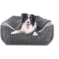 OEM Lit pour chien de taille moyenne, rectangulaire, antidérapant, lavable, 76 x 61 x 23 cm, jusqu'à 18 kg