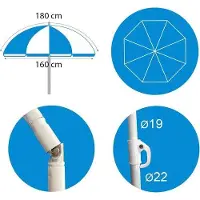 OEM Parasol à rayures roses, 180 cm, en nylon