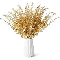 OEM Branches d'eucalyptus artificielles dorées, lot de 24