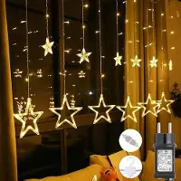 OEM Décoration de Noël : rideau lumineux LED, 12 étoiles, 108 LED blanc chaud, étanche