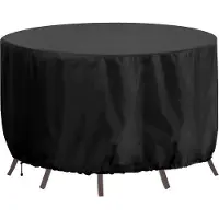 OEM Housse de table ronde imperméable 300 x 90 cm, épaisse, noire, résistante aux UV