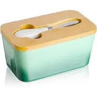 OEM Beurrière en porcelaine avec couteau - Beurrière hermétique - Grand récipient à beurre - Vert avocat