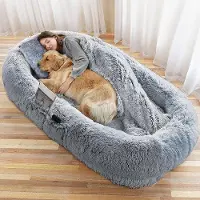 OEM Grand panier pour chien, lavable, gris, 185 x 110 x 35 cm, coussin apaisant