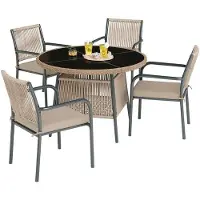 OEM Ensemble de mobilier de jardin : table ronde et 4 chaises avec structure en métal