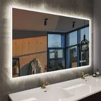 OEM Miroir de salle de bains avec éclairage LED à intensité variable, 100 x 70 cm, Bluetooth, déshumidificateur, 3 températures de couleur