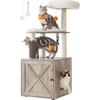 OEM Arbre à chat avec poteau à griffer, 2-en-1, gris, 134 cm, lavable
