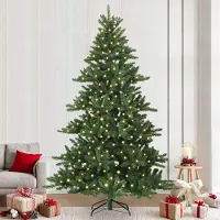 Prolenta Arbre de Noël artificiel pliable, vert, 240 cm, en PVC et en acier