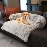 Markenlos Grand panier pour chien en peluche avec coussin pour la nuque, marron, lavable