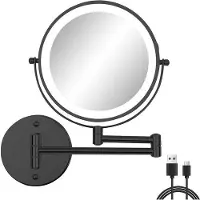 OEM Miroir de maquillage rechargeable 8 pouces, zoom 1x/10x, écran tactile, éclairé, noir