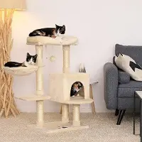 Markenlos Tour d'escalade, maison pour chat avec hamac et centre d'activités