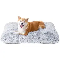 OEM Lit pour chien moelleux, gris, 75 x 50 cm, lavable, antidérapant