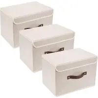 OEM Boîte de rangement pliable en tissu beige 38 x 25 x 25 cm