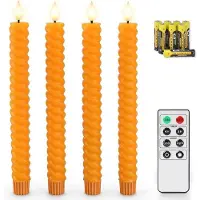 OEM Bougies LED orange avec minuterie, à piles, 25 cm, pour l'automne et Halloween