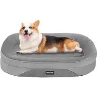 OEM Lit orthopédique pour chien, gris moyen, 90 x 71 x 15 cm, fond antidérapant