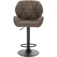 OEM Tabouret de bar en similicuir marron avec dossier, réglable en hauteur, 60-82 cm