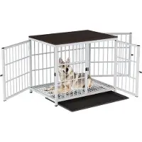 OEM Banc pour chien L Blanc Métal et bois 91 x 63 cm