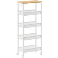 OEM Chariot à 5 niveaux Rootz - Chariot roulant - Chariot utilitaire - Aggloméré et acier - 22 cm x 45,4 cm x 99,6 cm - Chêne blanc - 4,5 kg - Capacité de 25 kg