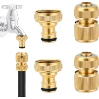 Markenlos Set de raccords de tuyaux en laiton - Raccord de jardin et réparation - 4 pièces