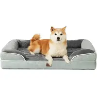 OEM Lit orthopédique pour chien, 91 x 68 x 15 cm, gris-vert, imperméable, antidérapant