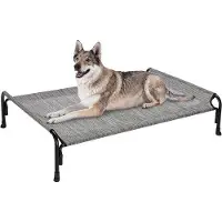 OEM Lit surélevé pour chien, grand format, résistant aux morsures, respirant, noir/argent