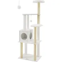OEM Grand griffoir Rootz pour chat - Arbre à chat - Griffoir - Panneau de particules - Peluche - Sisal - 58 cm x 40 cm x 165 cm