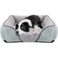 OEM Lit pour chien ou chat de taille moyenne, polaire d'agneau chaude, lavable, gris clair, 63 x 53 x 21 cm