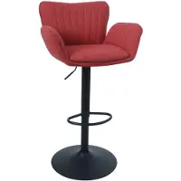 Mendler Tabouret de bar HWC-M67, siège pivotant, avec accoudoirs et repose-pieds, tissu/textile, fer, MVG ~ pied rouge, pied noir