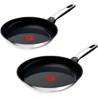 Tefal Ensemble de poêles Emotion, en acier inoxydable, 2 pièces (diamètre 28 cm, diamètre 24 cm)