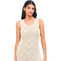 Gisela Straight Crochet Type Fabric Sleeveless Dress Beige S Femme