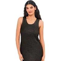 Gisela Straight Crochet Type Fabric Sleeveless Dress Noir M Femme