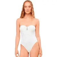 Gisela Bandeau Embroidered Fabric Swimsuit Blanc M Femme