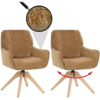 Mendler Lot de 2 chaises de salle à manger HWC-Q37, chaises de cuisine pivotantes à retour automatique, tissu (680 g/m²) chenille certifié Oeko-Tex, bois MVG jaune moutarde