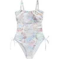 Next Maillot de bain modelant bleu roi / bleu ciel / marron / blanc cassé