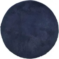 Syfax Tapis shaggy à poils longs NAVARRA bleu marine 200x200 cm