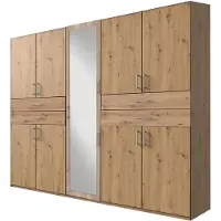 Wimex Armoire Taiga à portes battantes 225 x 58 x 210 cm, chêne Artisan, chêne brut de sciage (18920)