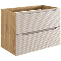 Meublorama Meuble sous vasque YOKA – Beige et chêne clair 90 cm