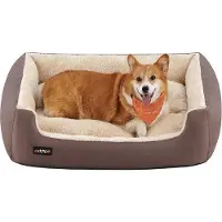 Markenlos Coussin réversible pour lit de chien 85 x 65 x 21 cm, marron