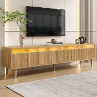 OEM Meuble TV en MDF, 4 tiroirs, finition acrylique aspect bois