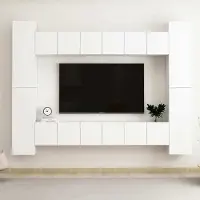 Prolenta Maison Exclusive - Ensemble de 10 éléments pour meuble TV, blanc, bois composite