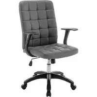 Meublorama Chaise de bureau KARDEN – Tissu gris – Accoudoirs – Pivotante – Pieds métal – Design ergonomique et contemporain
