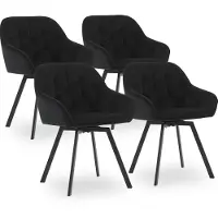 CLIPOP , ensemble de 4 chaises de salle à manger, modèle pivotant, revêtues en velours, avec accoudoirs, couleur noire