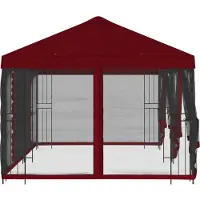 vidaXL Kiosque avec parois latérales 6 x 3 m, rouge bordeaux