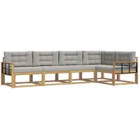 vidaXL Ensemble de salon de jardin, 4 pièces, blanc et gris clair, en polyester