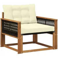 vidaXL Canapé d'extérieur de taille moyenne en bois d'acacia massif et Textilene Nature