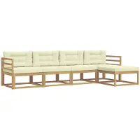 vidaXL Ensemble de salon de jardin 4 pièces, blanc et crème, en polyester