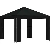 vidaXL Tente de jardin 3 x 3 m, polyester noir et acier, 190 g/m²