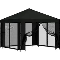 vidaXL Kiosque de jardin avec parois latérales, 3 x 3 m, noir